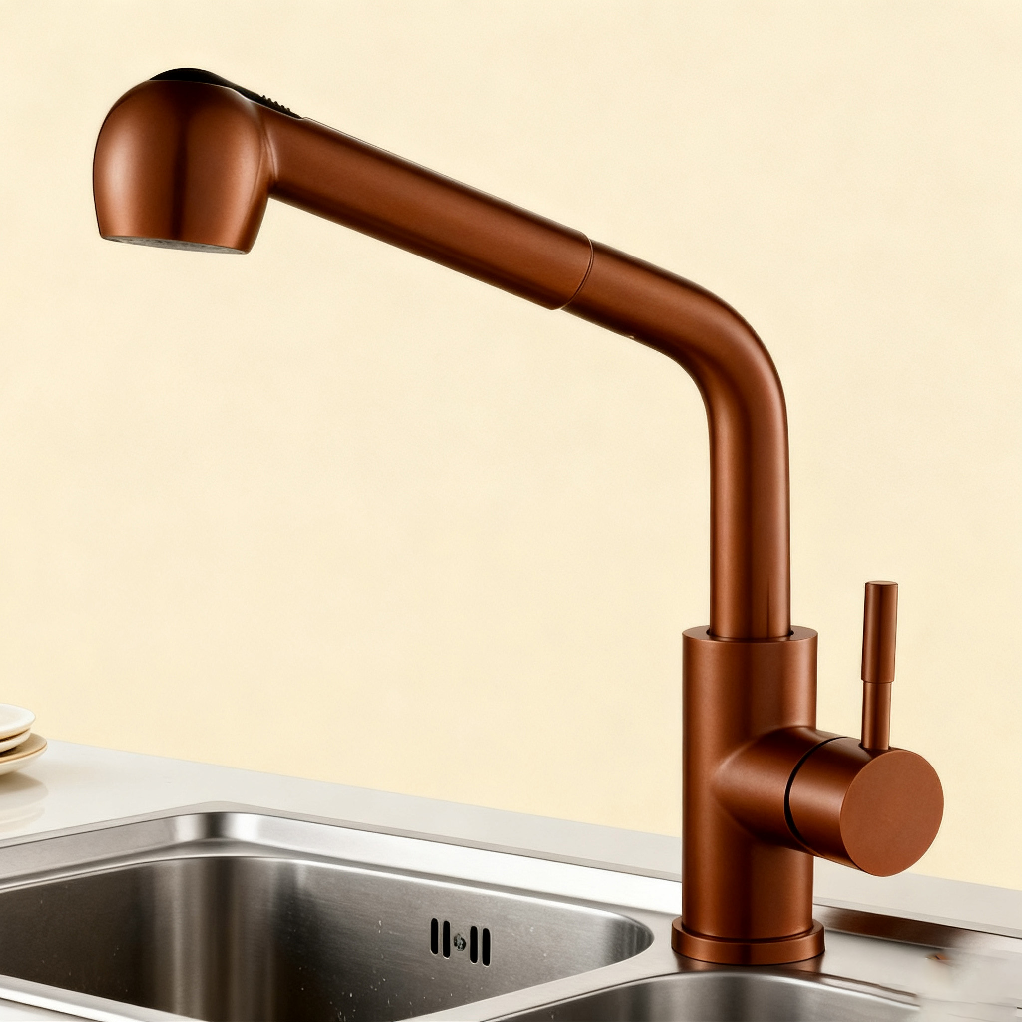Stainless Steel Kitchen Faucet with Dual-Function Sprayer and Lead-Free Construction for Project Supply