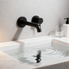 DF-05201-3 Wall-Mounted Brass Basin Faucet (Matte Black) Minimalist Round-Plate Design Architectural Contemporary Series